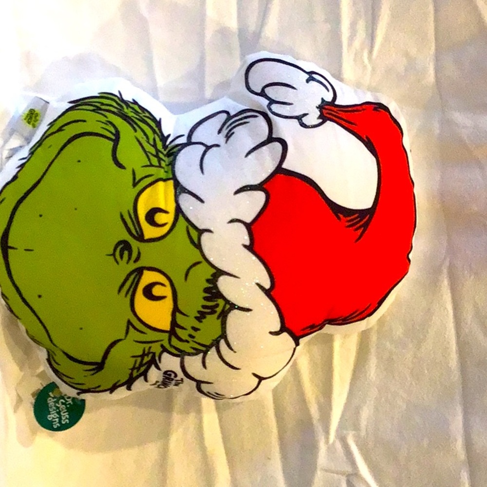 Grinch Glitter Christmas Decorative Pilow - One